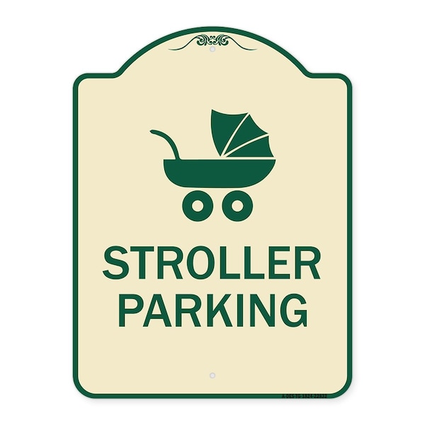 Stroller Parking With Graphic Heavy-Gauge Aluminum Architectural Sign, 24" x 18", TG-1824-22832